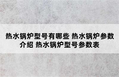 热水锅炉型号有哪些 热水锅炉参数介绍 热水锅炉型号参数表